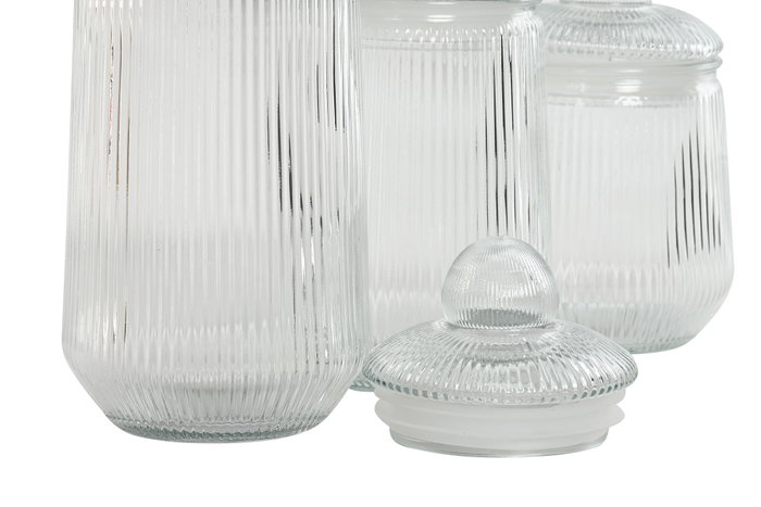DKD Home Decor Set de 3 Botes de Cristal con Cierre Hermético