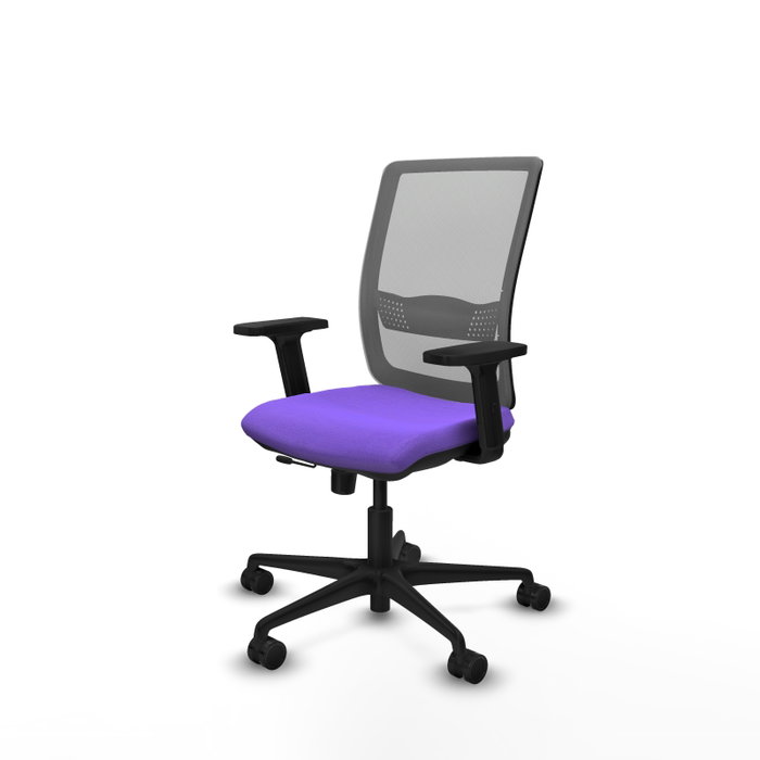 Silla de oficina Haches con mecanismo Sincro/Traslack tapizada con Tela color Lila y malla color Gris. Equipada con lumbar 1D, Brazos 2D y Ruedas 65mm nailon Silla de oficina Haches con mecanismo Sincro/Traslack tapizada con Tela color Lila y malla color Gris. Equipada con lumbar 1D, Brazos 2D y Ruedas 65mm nailon