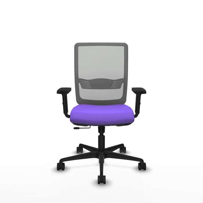 Silla de oficina Haches con mecanismo Sincro/Traslack tapizada con Tela color Lila y malla color Gris. Equipada con lumbar 1D, Brazos 2D y Ruedas 65mm nailon Silla de oficina Haches con mecanismo Sincro/Traslack tapizada con Tela color Lila y malla color Gris. Equipada con lumbar 1D, Brazos 2D y Ruedas 65mm nailon