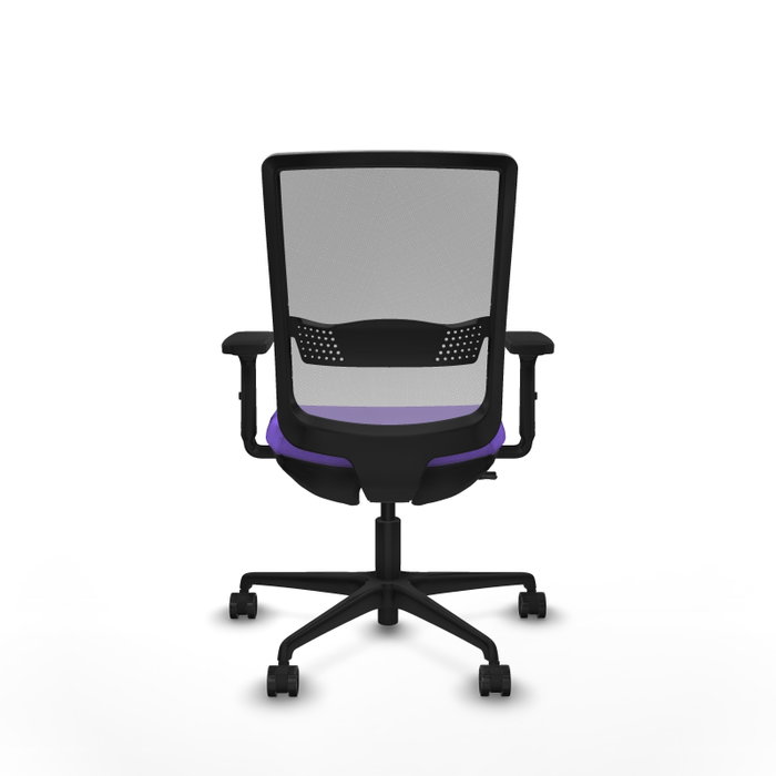 Silla de oficina Haches con mecanismo Sincro/Traslack tapizada con Tela color Lila y malla color Gris. Equipada con lumbar 1D, Brazos 2D y Ruedas 65mm nailon Silla de oficina Haches con mecanismo Sincro/Traslack tapizada con Tela color Lila y malla color Gris. Equipada con lumbar 1D, Brazos 2D y Ruedas 65mm nailon