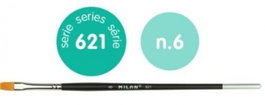 MILAN Pack de 6 Pinceles Sintéticos Planos Nº 6 Serie 621 Mango Corto