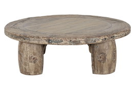 DKD Home Decor Mesa de Centro de Teca Pieza Única Natural 125x125x40 cm