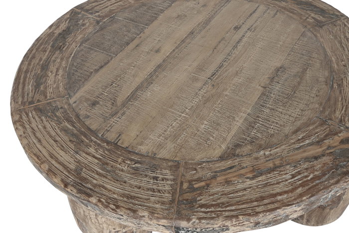 DKD Home Decor Mesa de Centro de Teca Pieza Única Natural 125x125x40 cm