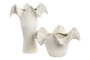 DKD Home Decor Jarrón de Cerámica Ondulado Blanco 30x30x18 cm