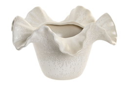DKD Home Decor Jarrón de Cerámica Ondulado Blanco 30x30x18 cm
