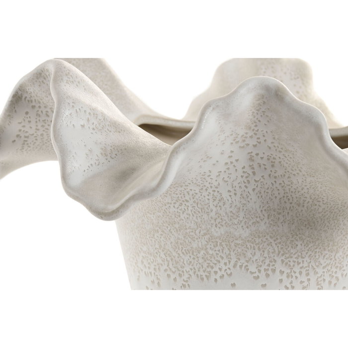 DKD Home Decor Jarrón de Cerámica Ondulado Blanco 30x30x18 cm