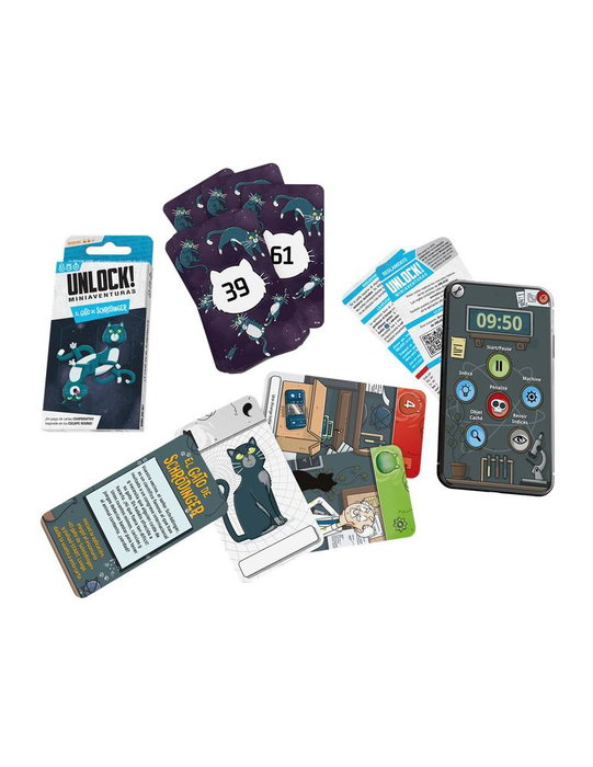 Asmodee Unlock! Miniaventuras El Gato SCUNLSH08ES - Juego de Cartas Cooperativo Escape Room en Español, para 1-6 Jugadores, Duración 30-45 Minutos, con App Gratuita