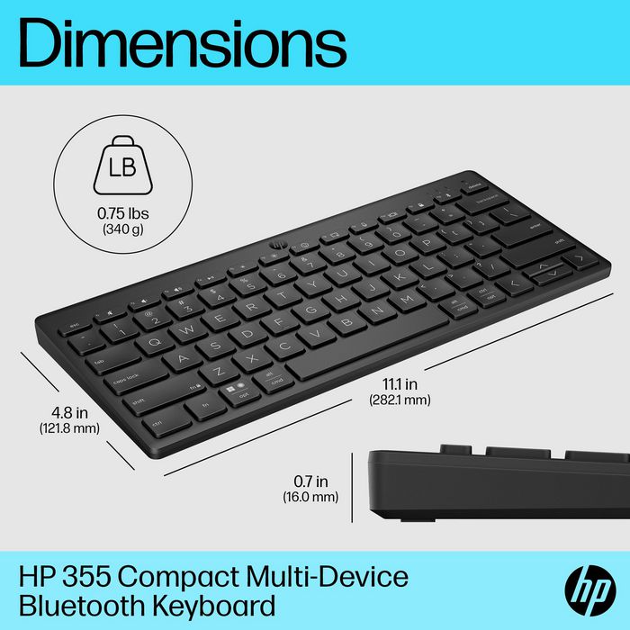 HP 355 Teclado Compacto Inalámbrico Multi-dispositivo Portugués para Escritorio y Portátil