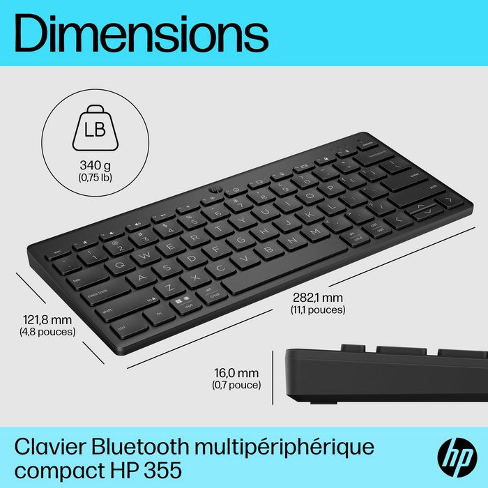 HP 355 Teclado Compacto Inalámbrico Multi-dispositivo Portugués para Escritorio y Portátil