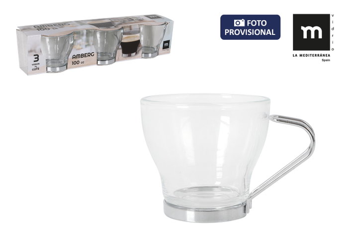 La Mediterranea Set de 3 Vasos para Café Amberg 100cc (24 Cajas) La Mediterranea Set de 3 Vasos para Café Amberg 100cc (24 Cajas)