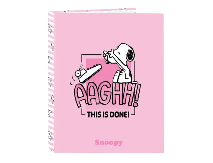 Safta Carpeta de Cartón Snoopy Tamaño Folio con 4 Anillas Mixtas