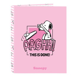 Safta Carpeta de Cartón Snoopy 4 Anillas Folio