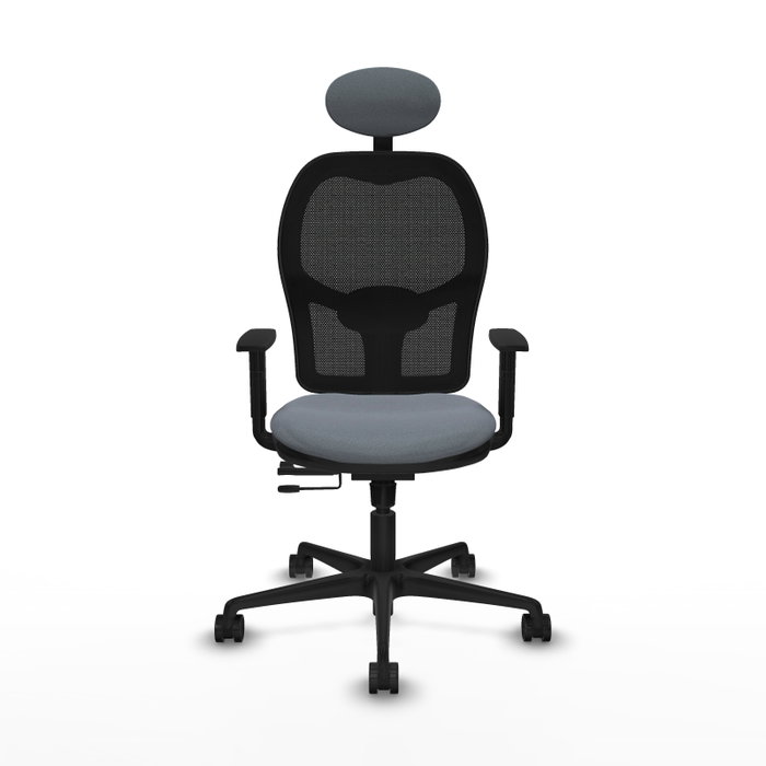 Silla de oficina Jorquera con mecanismo Sincro/Traslack tapizada con Tela color Gris y malla color Negro. Equipada con lumbar 1D, Brazos 1D, Cabecero Fijo y Ruedas 65mm nailon Silla de oficina Jorquera con mecanismo Sincro/Traslack tapizada con Tela color Gris y malla color Negro. Equipada con lumbar 1D, Brazos 1D, Cabecero Fijo y Ruedas 65mm nailon