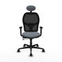 Silla de oficina Jorquera con mecanismo Sincro/Traslack tapizada con Tela color Gris y malla color Negro. Equipada con lumbar 1D, Brazos 1D, Cabecero Fijo y Ruedas 65mm nailon