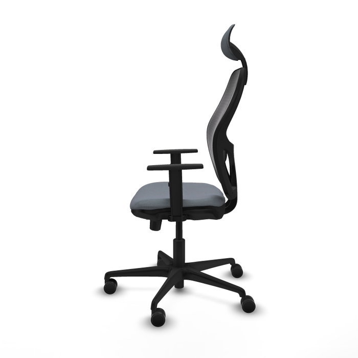 Silla de oficina Jorquera con mecanismo Sincro/Traslack tapizada con Tela color Gris y malla color Negro. Equipada con lumbar 1D, Brazos 1D, Cabecero Fijo y Ruedas 65mm nailon Silla de oficina Jorquera con mecanismo Sincro/Traslack tapizada con Tela color Gris y malla color Negro. Equipada con lumbar 1D, Brazos 1D, Cabecero Fijo y Ruedas 65mm nailon