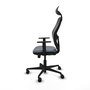 Silla de oficina Jorquera con mecanismo Sincro/Traslack tapizada con Tela color Gris y malla color Negro. Equipada con lumbar 1D, Brazos 1D, Cabecero Fijo y Ruedas 65mm nailon