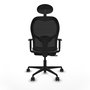 Silla de oficina Jorquera con mecanismo Sincro/Traslack tapizada con Tela color Gris y malla color Negro. Equipada con lumbar 1D, Brazos 1D, Cabecero Fijo y Ruedas 65mm nailon