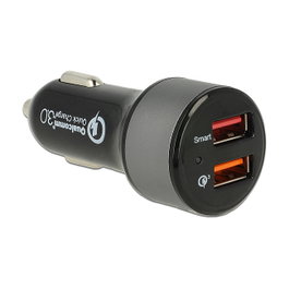 Navilock Adaptador de Carga para Coche con 2 x USB Tipo-A y Qualcomm Quick Charge 3.0