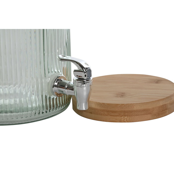 DKD Home Decor Dispensador de Bebidas de Cristal y Bambú 5,5L Azul