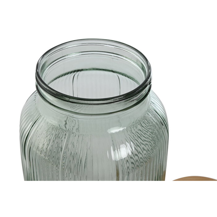 DKD Home Decor Dispensador de Bebidas de Cristal y Bambú 5,5L Azul
