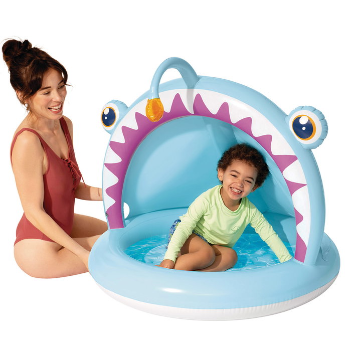 Intex Piscina Infantil Angler Fish 58400/58419Np Hinchable 127x102x86 Cm con Parasol 3D para Bebés +12 Meses