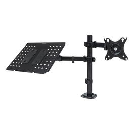 Unykach Soporte de Mesa UK710202 con Base para Portátil - Doble Brazo para Monitor VESA de 13 a 32 Pulgadas y Portátil hasta 15.6" - Ajuste de Altura, Inclinación y Rotación 360°