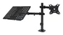 Unykach Soporte de Mesa UK1420 (UK710202) Brazo Articulado para Monitor de 10"-32" con Base para Portátil hasta 15.6" - Giratorio 360°, Ajuste de Altura, VESA 100x100 mm, Negro