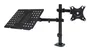 Unykach Soporte de Mesa UK1420 (UK710202) Brazo Articulado para Monitor de 10"-32" con Base para Portátil hasta 15.6" - Giratorio 360°, Ajuste de Altura, VESA 100x100 mm, Negro