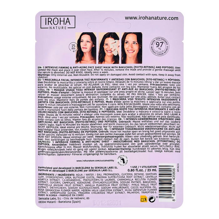 Iroha Mascarilla Facial Tisú Reafirmante & Anti-Edad con Bakuchiol y Péptidos 23 ml