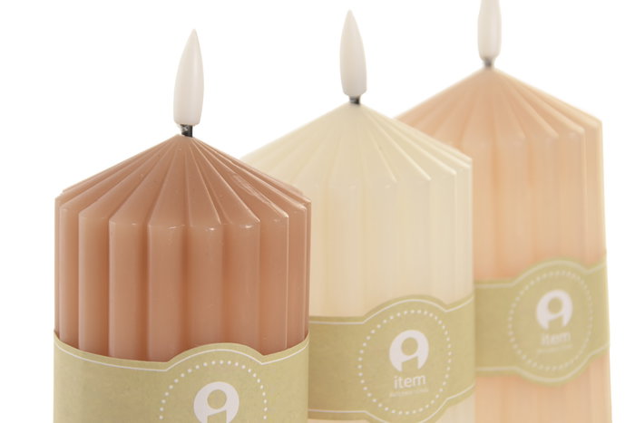 DKD Home Decor Vela Led Basicos Blanco Crudo 7 x 16 x 7 cm (6 Unidades)