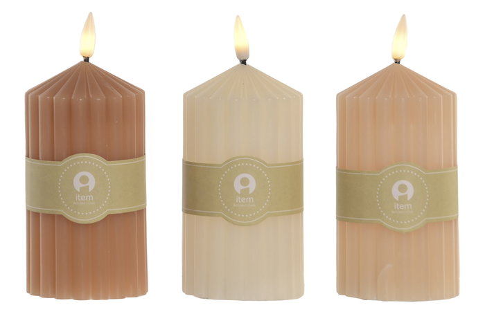 DKD Home Decor Vela Led Basicos Blanco Crudo 7 x 16 x 7 cm (6 Unidades)