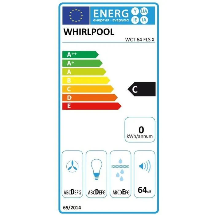 Whirlpool WCT64FLSX Campana Integrada 53 cm Acero Inoxidable 332 m3/h 3 Velocidades