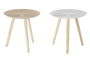 DKD Home Decor Mesita Auxiliar Oriental Beige Blanco MDF Abeto 44 x 45 x 44 cm