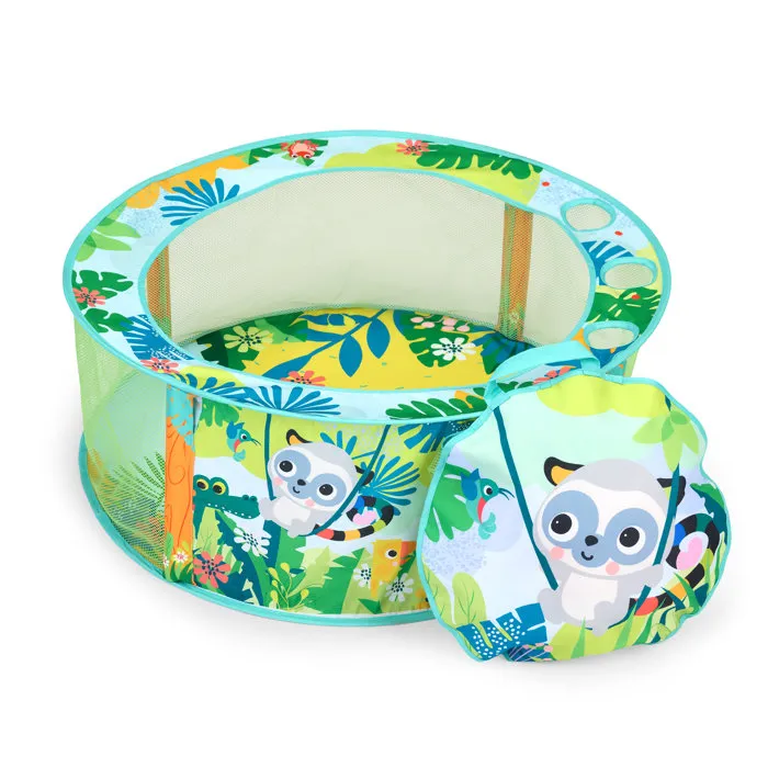Bright Starts BRI17560 - Piscina de Bolas Plegable con Temática Rainforest, Incluye 20 Bolas y Bolsa de Transporte