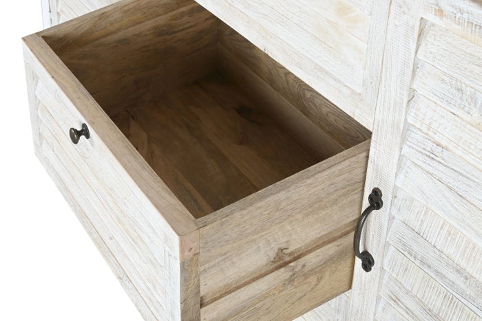 DKD Home Decor Vitrina de Cristal Estilo Romántico con 3 Cajones y 4 Puertas - Color Blanco y Natural - Dimensiones 180 x 45 x 220 cm (Ancho x Fondo x Alto)