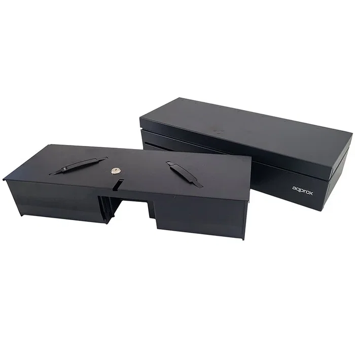 Approx APPCASH02FLIPTOP Cajón Portamonedas Electrónico Compacto - 14 Compartimentos, Apertura Manual y Automática, Conexión RJ-11, Color Negro