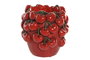 DKD Home Decor Jarrón de Cemento Cerezas Rojo