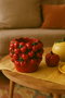 DKD Home Decor Jarrón de Cemento Cerezas Rojo