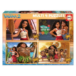 EDUCA BORRAS Multi Puzzles Vaiana (50, 80, 100, 150 piezas)