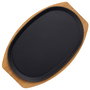Dangrill Plato Oval Hierro Fundido 20x30 cm con Bandeja de Bambú