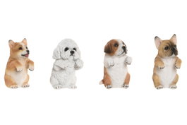 DKD Home Decor Set de 4 Figuras Perro Maceta de Resina, 8x8x14 cm