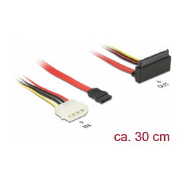DeLOCK 85514 Cable SATA 6 Gb/s con Molex 4 pin a SATA 22 pin y 7 pin de 30 cm