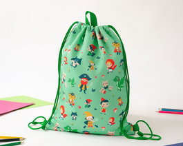 KioKids Bolsa de Almuerzo Verde Guardería Colegio Vuelta al Cole 5 Litros 65% Algodón 35% Poliéster