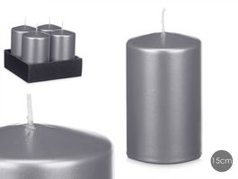 Acorde Vela Taco Plata Ancha 15 cm, 9x9x15 cm, Cera (Set de 12)