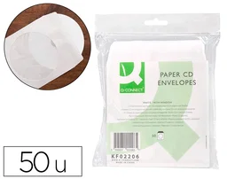 Q-connect Sobre para CD/DVD con ventana transparente y solapa, pack de 50 unidades