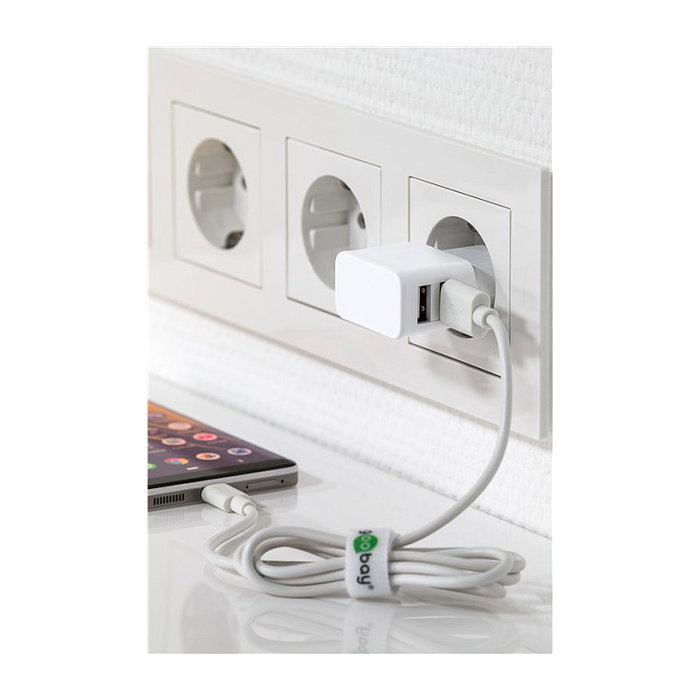 Goobay USB-C Dual Ladeset 2,4 A blanco