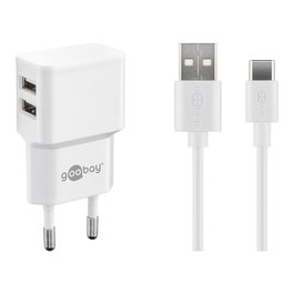Goobay USB-C Dual Ladeset 2,4 A blanco