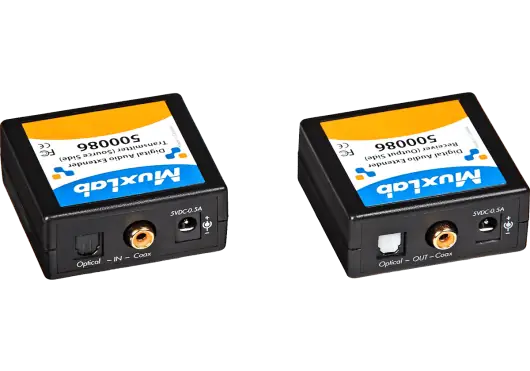 MUXLAB Kit Transmisor-Receptor de Audio Digital (Cat.5) Extensión de Señal hasta 150m