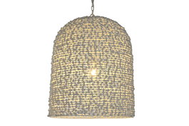 DKD Home Decor Lámpara de Techo de Hierro y Madera Blanca 58x58x71 cm