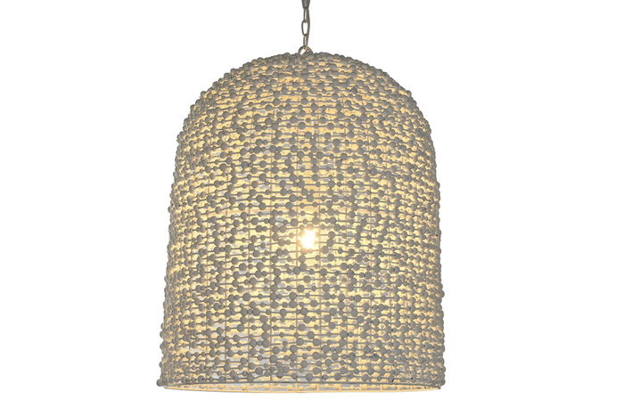DKD Home Decor Lámpara de Techo de Hierro y Madera Blanca 58x58x71 cm DKD Home Decor Lámpara de Techo de Hierro y Madera Blanca 58x58x71 cm